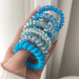 DAIIIBABYYY  -  6pcs Sweet Cute Colorful Spiral Hair Ties Resin Jelly Coil Hair Rings Elastic Women Girls Ponytail Holders Hair Accessories