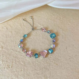 Daiiibabyyy  New Colorful Crystal Bracelet Candy Zircon Design Shiny Sweet High-End Popular Adjustable Bracelet Women's Delicate Jewelry