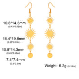 DAIIIBABYYY  -  Stainless Steel Bohemian Sun Drop Earrings Gold Color Women Long Earrings Fashion Kpop Jewelry Birthday Gift for Friends