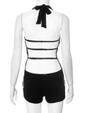DAIIIBABYYY  -  Solid Slimming Backless Tunic Jumpsuits for Women Halter Sleeveless High Waist Spliced Metal Sexy Jumpsuits Female Fashion