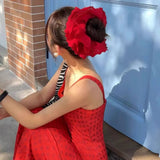 Daiiibabyyy  Large Elastic Hair Bands Rubber Bands Headwear 20cm Women Lace Scrunchies Ponytail Holders Tie Hair Hoop Large Plaid Scrunchy