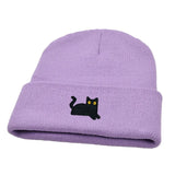 Daiiibabyyy  Sweet Cute Embroidered Cat Knitted Hat Warm Wool Knit Cap Ear Protection Embroidery Winter Caps Sports