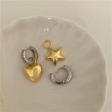 Daiiibabyyy Asymmetric Metal Crystal Pendant Earrings European American Style Personalized Fashion Stud Earrings Ladies Travel Accessories