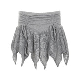 DAIIIBABYYY  -  Y2k Aesthetic Lace Flower Patchwork Mini Skirts Women High Waist Irregular Skirt Summer Streetwear Grunge Fairy Bandage Faldas
