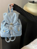 Daiiibabyyy  Korean Style Denim Mochilas Mujer Bucket Mochilatrendy Casual Durable Bag Daily Using Shopper Bolsas New Young Backpack
