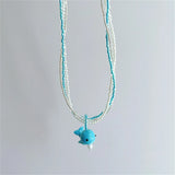 DAIIIBABYYY  -  Boho Y2K Summer Resin Ceramic Fish Starfish Pendant Colorful Beaded Choker Necklace Beach Vacation Charm Jewelry EMO Accessories
