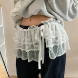 Daiiibabyyy  Women Y2K Korean Lace Mini Layered Skirt Sweet Lolita Short Skirts High Waist Y2k Streetwear Ruffle Skirt Versatile Accessories