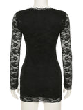DAIIIBABYYY  -  Sexy Slim Lace Bodycon Dress Casual Bow V-Ncek Long Sleeve Mini Dresses For Women 2025 Spring Autumn Streetwear Lady