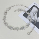 Daiiibabyyy  Fashion Golden Metal Waist Chain Belt High-End Luxury Brands Silver Stars Punk Gothic Y2K Waistband Designer Belts For Women
