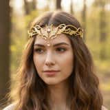 Daiiibabyyy  Fashion Vintage King Round Elves Crown Elegant Baroque Princess Diadems Leaf Leaves Punk Alloy Rhinestone Headdress Bridal Party