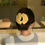 Daiiibabyyy  Women's Hair Claw Clip Checkered Yellow Rose Exquisite Grab Clip Hair Grab High End Korean Hair Accessory Flower Head Accessory
