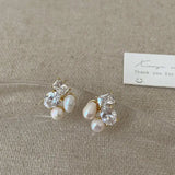 Daiiibabyyy  Exquisite Irregular Square Shinny Zircon Pearl Earrings for Women Light Luxury Sweet Stud Earrings Wedding Jewelry Accessories
