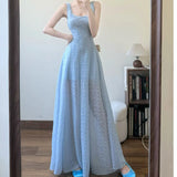 DAIIIBABYYY  -  New Style Blue Strap Ankle-Length Dress For Women French Luxury Summer Beach Vacation Fashion Sleeveless High Waist Sling Dresse