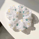 DAIIIBABYYY  -  New Trendy Summer Sunny Polka Dot Scrunchies Women College Student White Rubber Bands Fairy Colorful Ponytail Holder Headwear