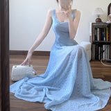 DAIIIBABYYY  -  New Style Blue Strap Ankle-Length Dress For Women French Luxury Summer Beach Vacation Fashion Sleeveless High Waist Sling Dresse