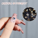 Daiiibabyyy 20Pcs Champagne Crystal Sharp Bottom Butterfly Rhinestone Nail Art Decorations Shiny Diamond Nails Design DIY Nail Accessories