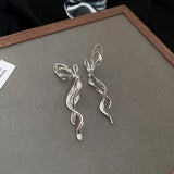 Daiiibabyyy  Silver Needle Zircon Butterfly Tassel Earrings  Personalized Fashionable High-end Earring Light Luxury Versatile Jewelry