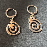 Daiiibabyyy Star Girl Y2k Spiral Vortex Pendant Earrings for Women Vintage Evil Eye Cross Heart Stainless Steel Eardrop Jewelry Accessories