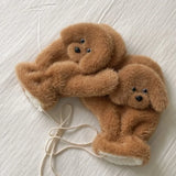 Daiiibabyyy  Cute Warm Puppy Fur Gloves Thicken Windproof Cartoon Dog Gloves Toy Poodle Mitten Skiing