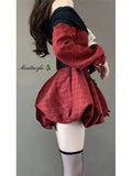 DAIIIBABYYY  -  Japan Year Sweet Christmas Dress Women Off Shoulder Sexy Bow Kawaii Dresses Famale Korean Fashion Plaid Casual Clothes Winter