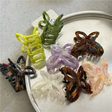 DAIIIBABYYY  -  Romantic Spring Color Acetate Butterfly Grip Temperament and Beautiful Hollow Bow Barrettes Hair Claw Small Headwear Hair Claws