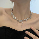 Daiiibabyyy Silver Color Opal Necklace for Women Girl Liquid Lava Star Irregular Jewelry 925 Stamp Birthday Gift Dropshippping