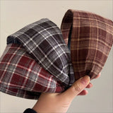 Daiiibabyyy  Vintage Plaid Headband Wide Non Slip Hairband for Women Autumn Winter Thickened Hairhoops Hair Accessories for Girls Head Band