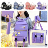 Daiiibabyyy  4Pcs/Set Large Capacity 4 in 1 Backpack Breathable Casual School Bag Multifunction School Rucksack College Backpack Teenage