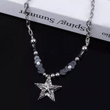 Daiiibabyyy  Punk Metal Star Flower Pendant Necklaces For Women Exaggerated Large Starfish Necklaces Bag Hanging Decoration Keychain
