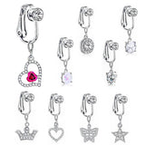 DAIIIBABYYY  -  1PC Fake Belly Button Ring Fake Belly Piercing Crown Clip On Umbilical Non Navel Fake Pircing Butterfly Cartilage Earring Clip
