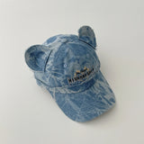 Daiiibabyyy  Parent-Child Denim Baseball Cap Adult Embroidered Letters Fashion Peaked Caps Cute Cat Ear Girls Boy Travel Outdoor Sun Hats