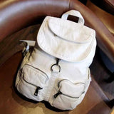 Daiiibabyyy  Pu Soft Leather Solid Backpack Vintage Y2k Aesthetic All Match Schoolbags Casual Simple Ins Backpacks for Women Students Fashion