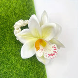 DAIIIBABYYY  -  1pc solid color artificial fabric Hawaiian phalaenopsis flower hair tie，suitable for seaside vacations, Wedding，daily hair ties