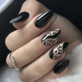 Daiiibabyyy  3D Bowknot Pearl Wearable Nail Art Fashion Leopard French Nude Almond Fake Nails Detachable Finished False Nails Press on Nails