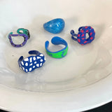 Daiiibabyyy  New Trend Geometric Wave Point Doughnut Rings Women's Hip Hop Fashion Jewelry Handmade Epoxy Resin Accessories