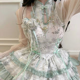 DAIIIBABYYY  -  White Sugar Girl Original Design Lolita Dress Chinese Style Hanging Neck Dress Summer