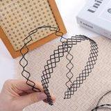 Daiiibabyyy  Creative Cross Wave Shape Headband Spring Shape Double Layer Thin Metal Hair Hoop Elastic Headwear Men Hair Bands Wash Face