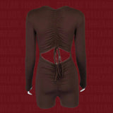 Daiiibabyyy  New Summer Collection for Europe and America! Long - Sleeve Front Design, Back Pleated, Waist - Baring Sexy Y2K - Style Skinny S