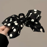 Daiiibabyyy  French Elegant Hair Claw Crabs For Women Polka Dot Fashion Bow Hair Clip Retro Head Shark Clip Luxury Hair Accessories