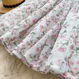 DAIIIBABYYY  -  French Style Super Fairy Fluffy Dress 2025 Summer Gentle Square Neck Bubble Sleeves Slimming Floral Mesh Vestidos