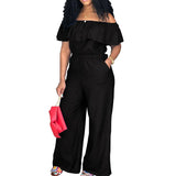 DAIIIBABYYY  -  Plus Size Shawl Sleeve Romper Women Jumpsuit Bodysuit Fashion Solid Wide Leg Pant Jumpsuit Overalls Wholesale Dropshipping