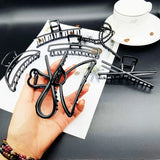 Daiiibabyyy Simple black Claw Crab Elegant Girls metal grabbing clip  headdress female Ponytail Claw Clip Hair Jewelry Ornament  accessory