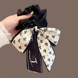 DAIIIBABYYY  -  Printed Bow Hair Rope Elegant Ribbon Ponytail Hair Band For Women Sweet Rubber Band Hair Ring Fashion Headdress Hair Accessories