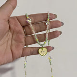DAIIIBABYYY  -  New Cute Harajuku Cartoon Fruit Ceramic Pendant Green Charm Beads Choker Necklace Women Y2K Jewelry Aesthetic Summer Accessories
