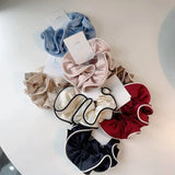 Daiiibabyyy Korean Style Satin Silk Double Cloth Satain Large Scrunchies Hair Accessories for Women High-end Elastic Bands for Girls