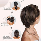 Daiiibabyyy  Black Short Claw Clip Synthetic Ponytail Hair Extensions Bendable Messy Bun Hair Piece Wavy Curly Synthetic Hairpieces For Lady