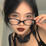 DAIIIBABYYY   -  Vintage Oval Glasses Women Girls Y2K Red Green Frame Glasses Eyewear Decorative Computer Anti-blue Eyeglasses Decorative Goggles