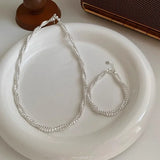 Daiiibabyyy  Sterling Silver Double Layered Car Flower Bead Wrapping Bracelet for Women Fine Jewelry Minimalist Accessories