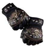 Daiiibabyyy Skulls Rivet PU Leather Fingerless Gloves Men Women Fashion Hip Hop Women's Gym Punk Gloves Half Finger Men's Gloves