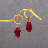 Daiiibabyyy  Unique Acrylic Red Beating Heart Drop Earrings for Women Personality Golden Circle Dangle Earring Halloween Party Holiday Gifts